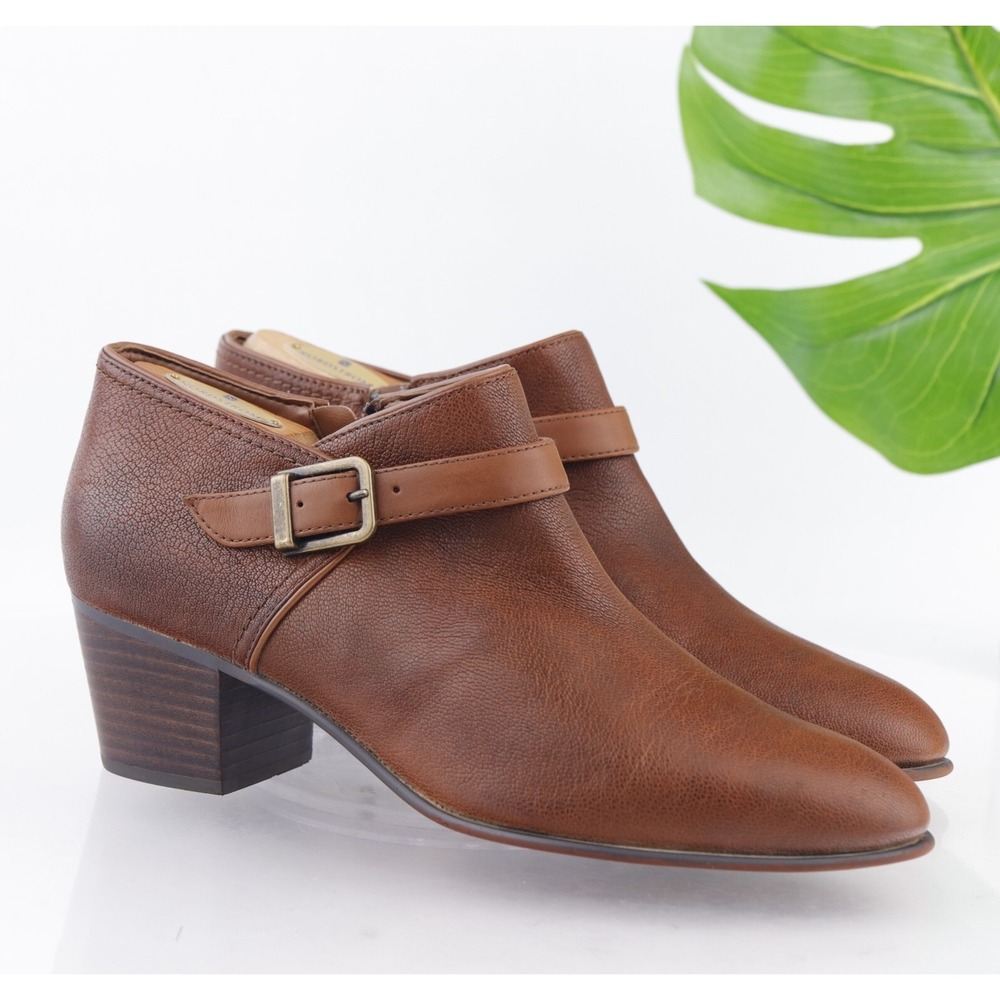 Clarks Womens Maypearl Milla Boots Size 11 Cognac Tan Leather Block Heel Booties